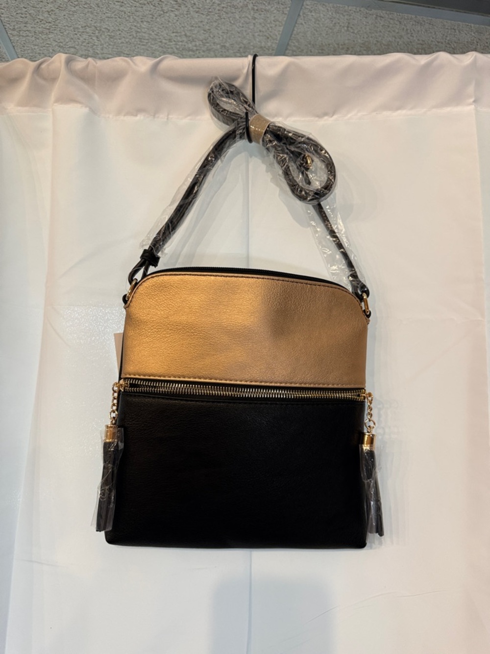 Solene Crossbody Bag Travel Daily  Black and Rose Gold Tone. New